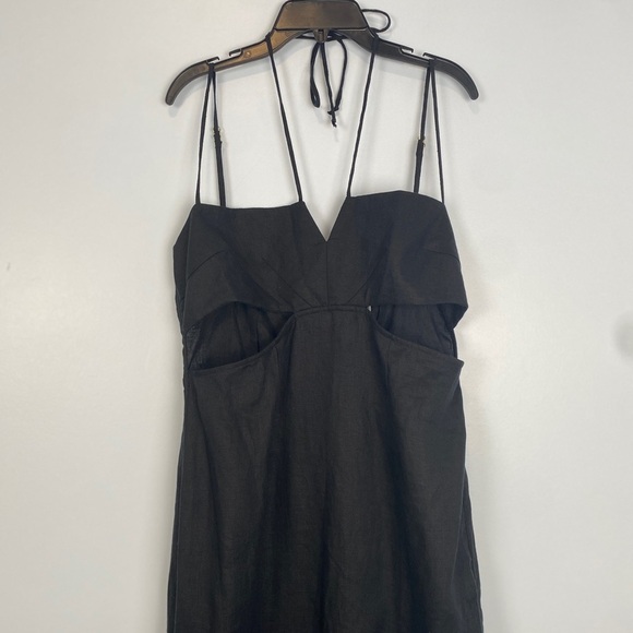 Revolve Rumer Reverie Freya Black 100% Linen Maxi Dress Large L Coastal Lightwei - Picture 6 of 15